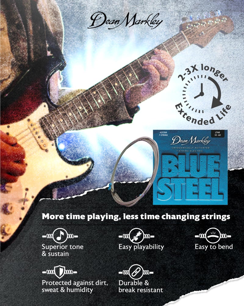 DEAN MARKLEY 2558A Blue Steel Electric Guitar Strings. 7 piece Electric Guitar String Set. Cryogenically Treated for Longer Life, Enhanced Performance, and Superior Sound. Made in USA. Gauges 10-60 - Image 3